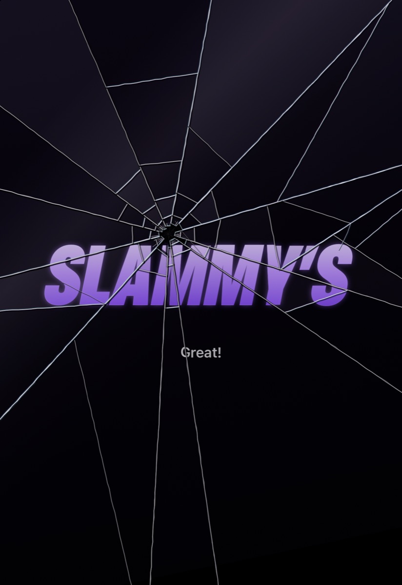 After a Great slam: a spiderweb of cracks in violet glass