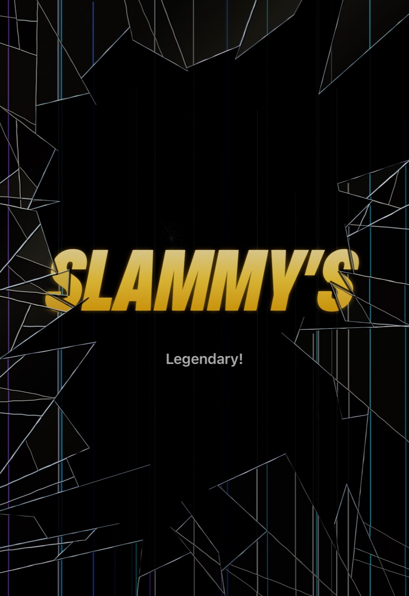 After a Legendary slam: the middle of the gold glass caved in, leaving a jagged border